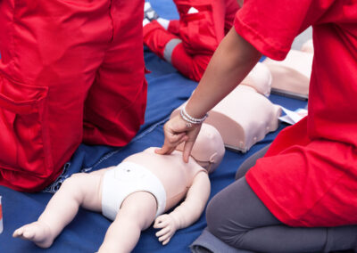 CPR training on PRESTAN INFANT MANIKINS